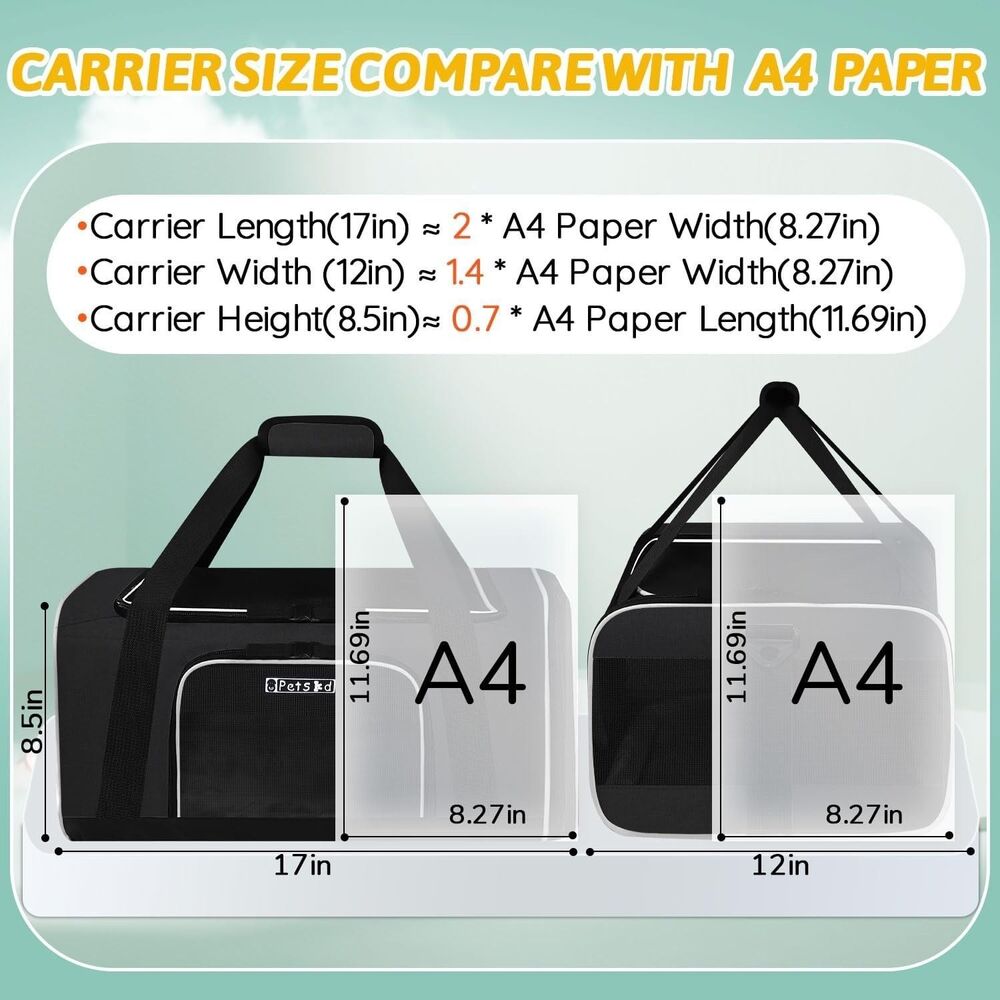 Petskd Pet Carrier 17x12x8.5 JetBlue Allegiant Airline Approved,Pet Travel NEW - Picture 7 of 9